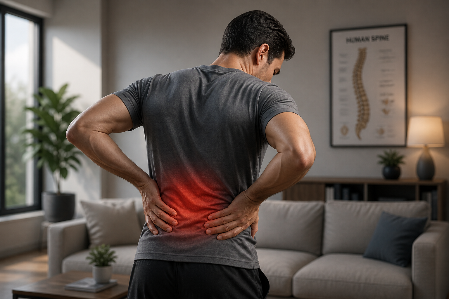 Patient before physiotherapy treatment for chronic back pain