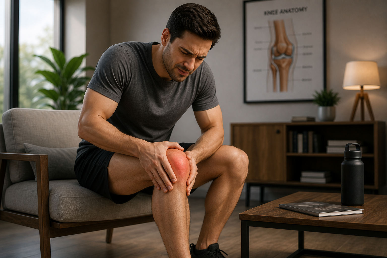Knee injury patient undergoing physiotherapy rehabilitation session