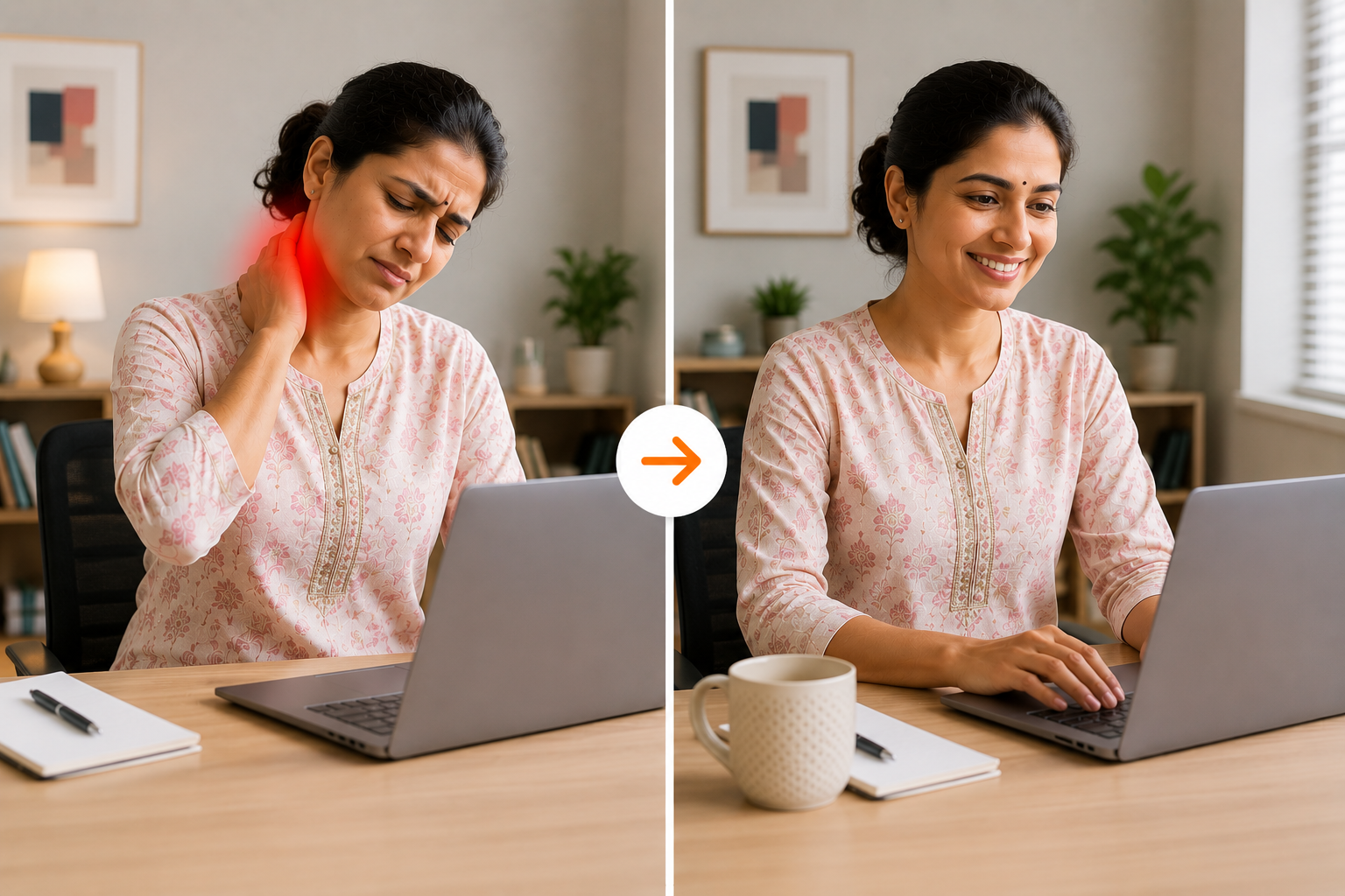 Neck pain recovery before and after
