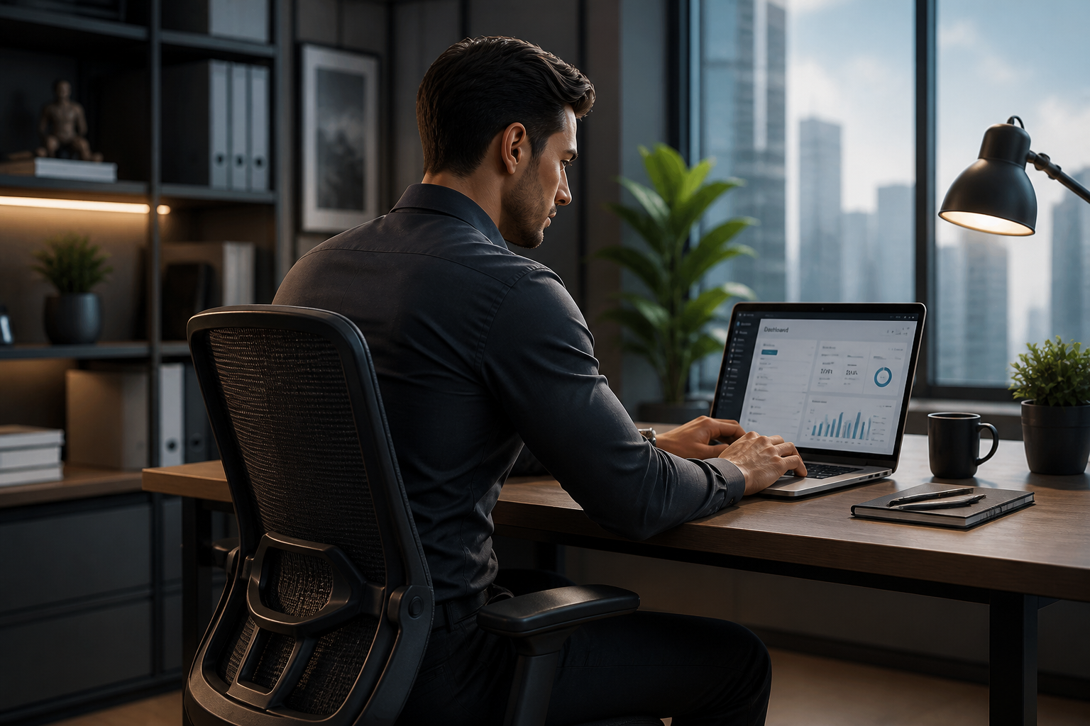 Office worker receiving physiotherapy for posture correction and back pain relief
