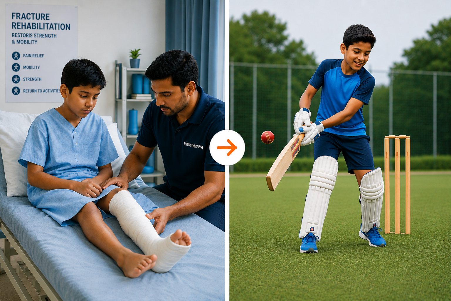 Fracture rehabilitation before and after